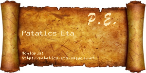 Patatics Eta névjegykártya
